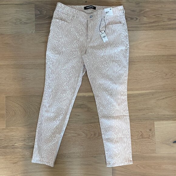 🎉HOST PICK🎉Express Cream and Tan Ankle Legging Mid Rise Size 14 NWT - Picture 2 of 12